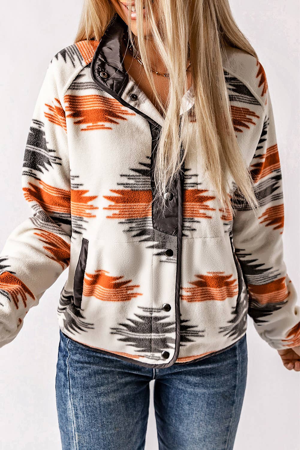 Rustic Charm: Snap Buttoned Fleece Jacket: S / Green