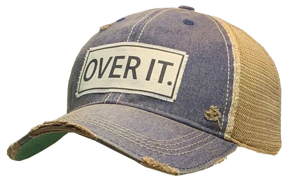 Over It. Distressed Trucker Hat Baseball Cap