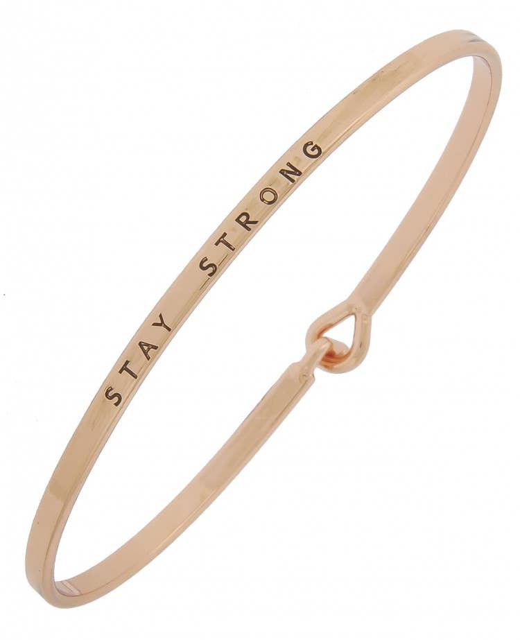 FR2780 STAY STRONG_Message Brass Hook Bangle Bracelet