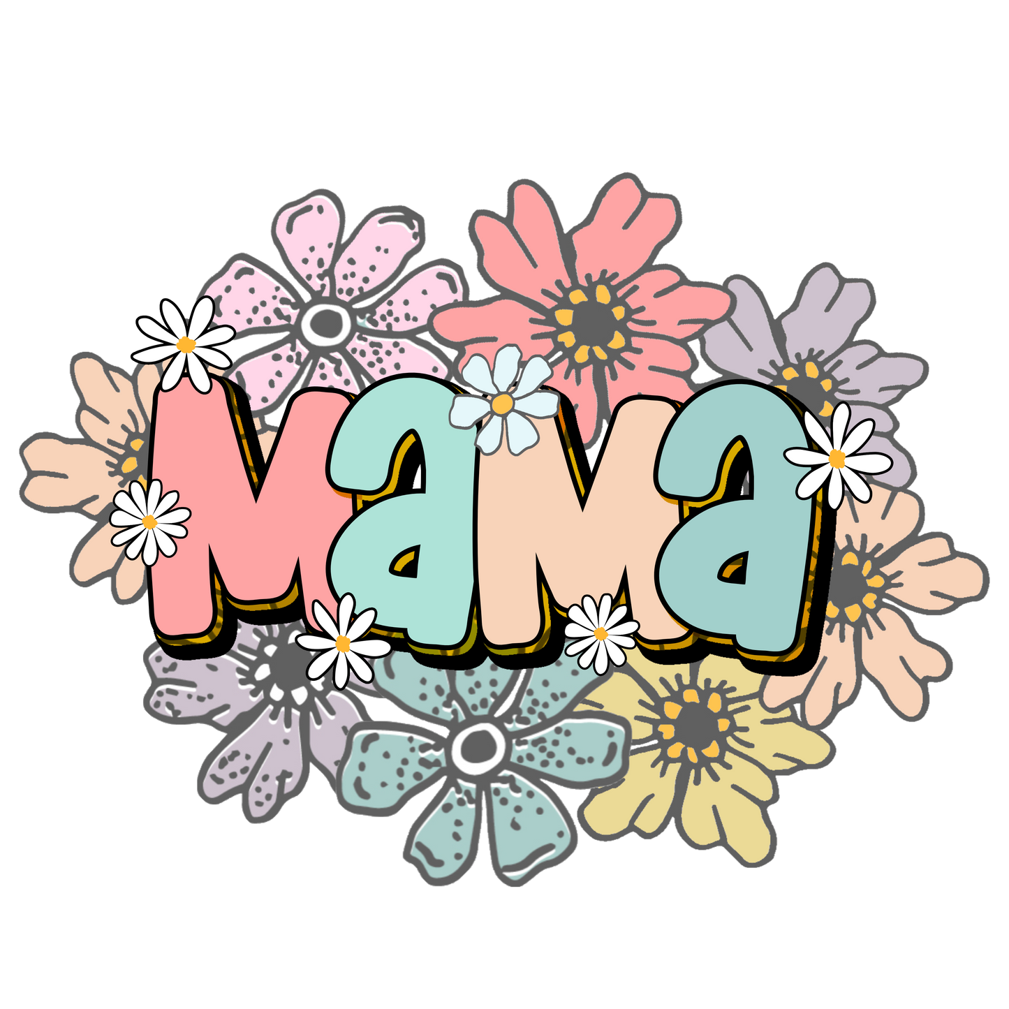 Mama Floral Vinyl, Sticker, 3x3 in