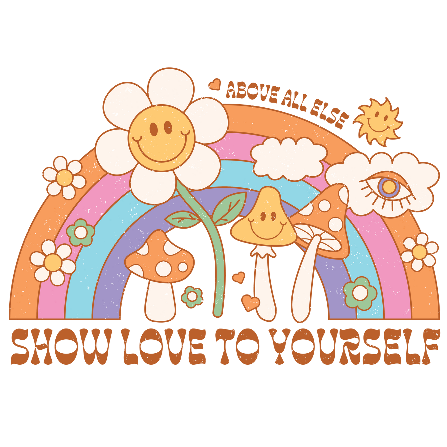 Retro Show Love To Yourself Vinyl, Sticker, 3x3 in