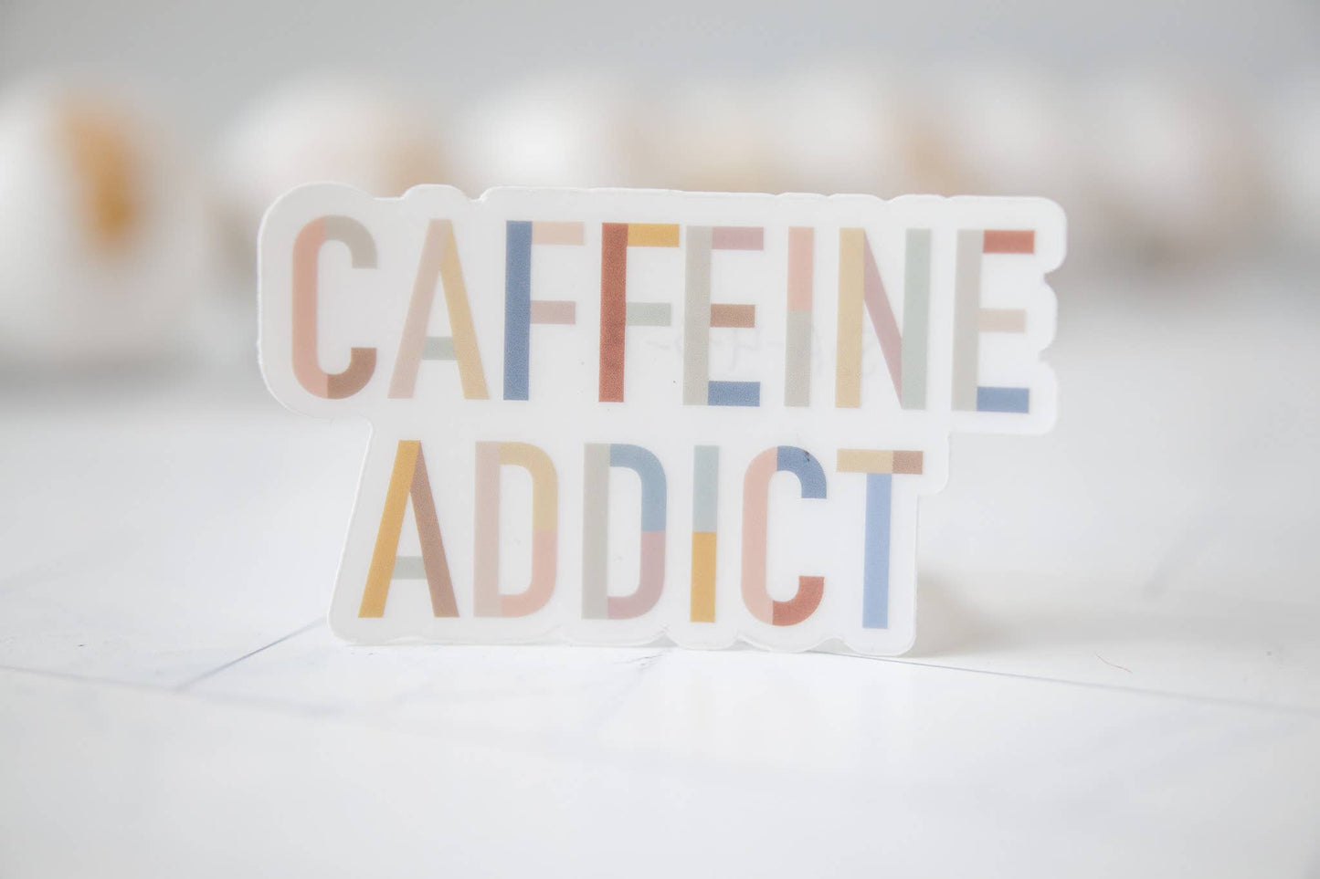 Caffeine Addict Clear Sticker, 3x3