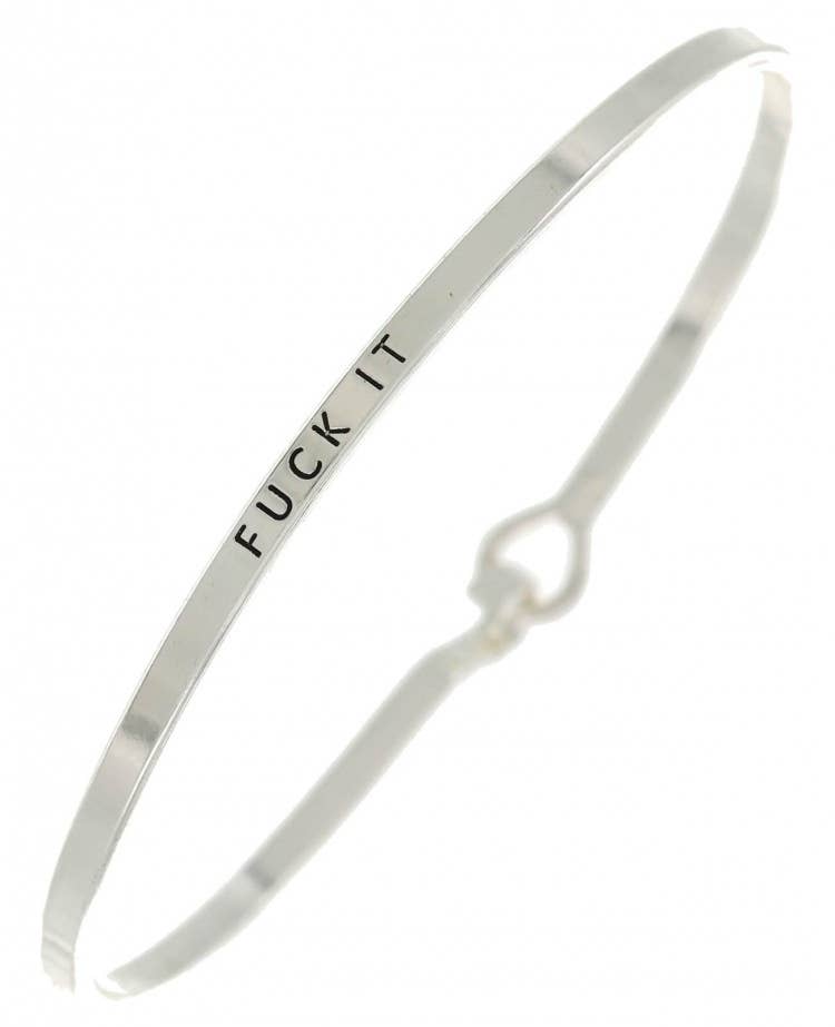 FR2770 FUCK IT_Message Brass Hook Bangles Bracelet