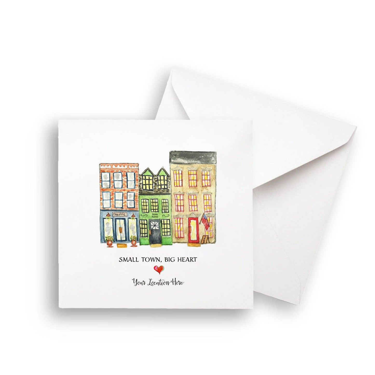 Small Town Big Heart with Location: - / Notecard