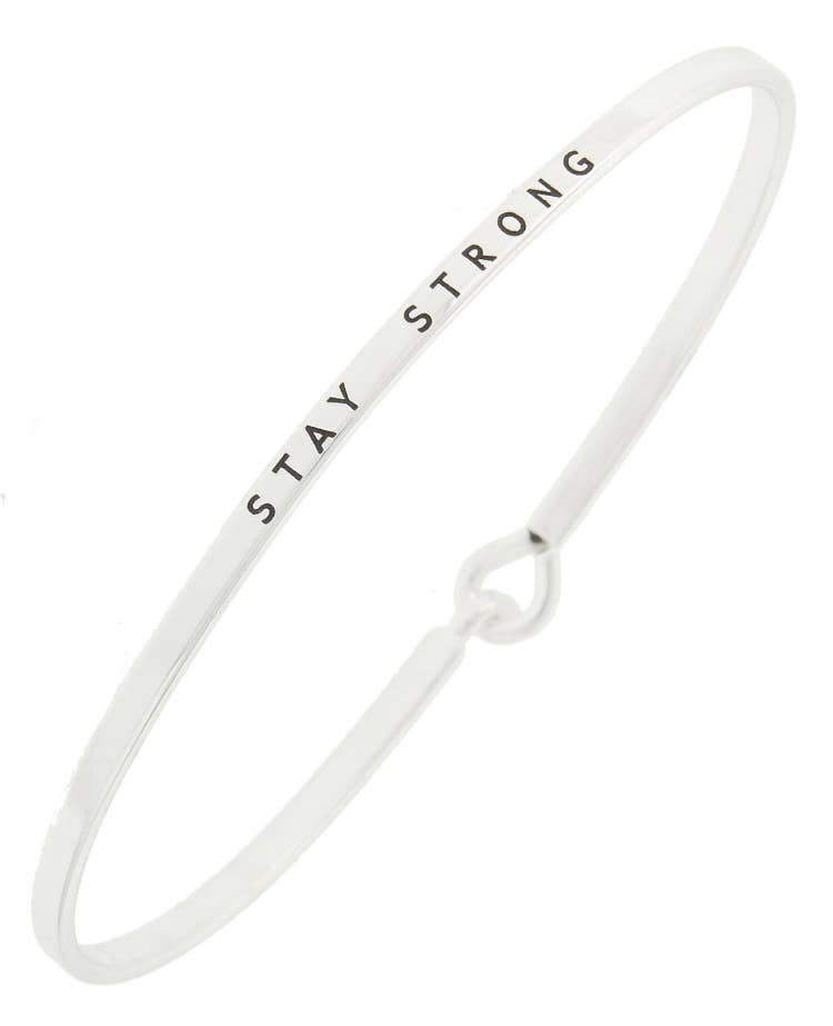 FR2780 STAY STRONG_Message Brass Hook Bangle Bracelet