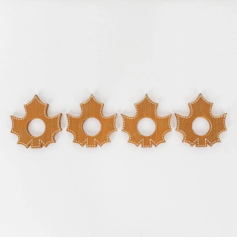 65105 - 4x4 napkin rings set/4 (LEAVES) FALL Clearance