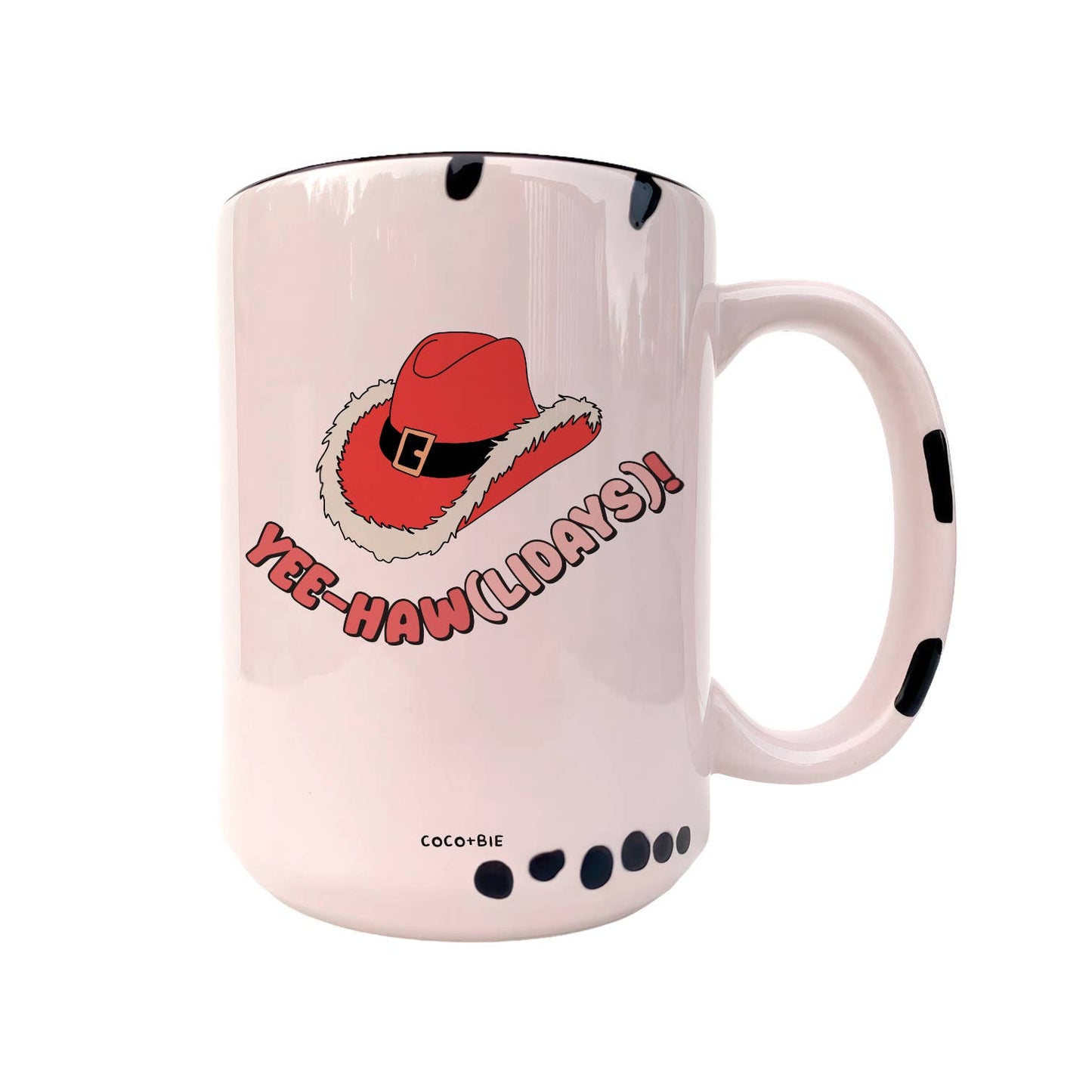 Yee-Hawlidays Christmas Coffee Mug - Cute,  Cowgirl, Western: Black Handle
