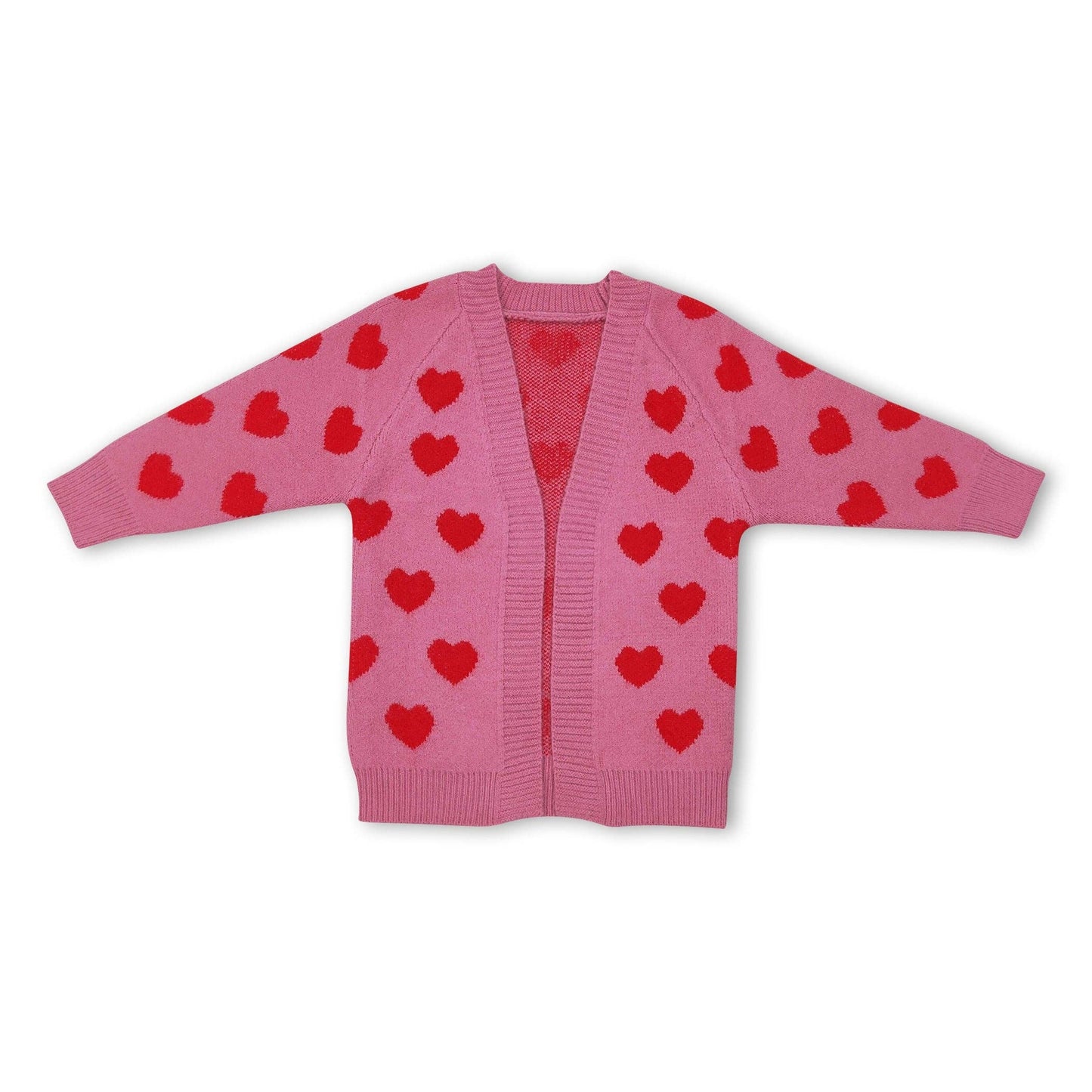 Pink heart cardigan girls Valentine's day sweater: 5-6T