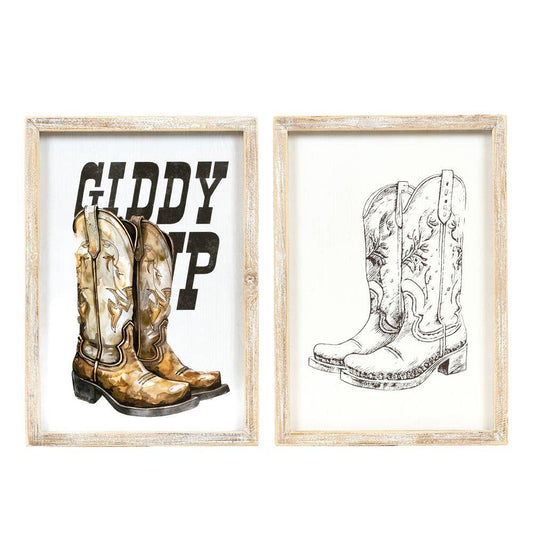 12045 - 9x13 wood frame sign (GIDDY) Cowboy Home Decor