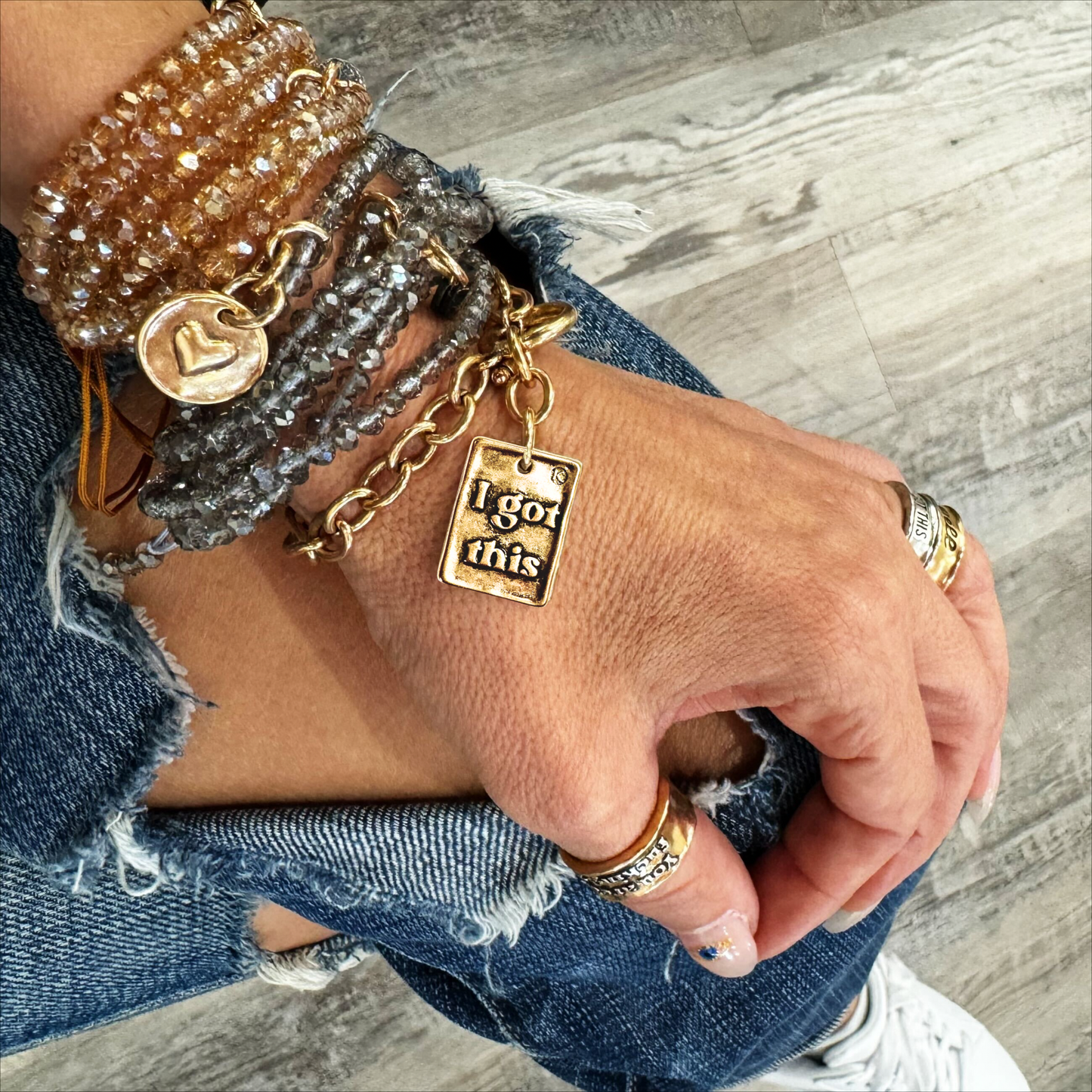 CHOOSE YOUR MESSAGE | SQUARE | Chain Bracelet: UNFUCKWITHABLE / GOLD / XS (7")