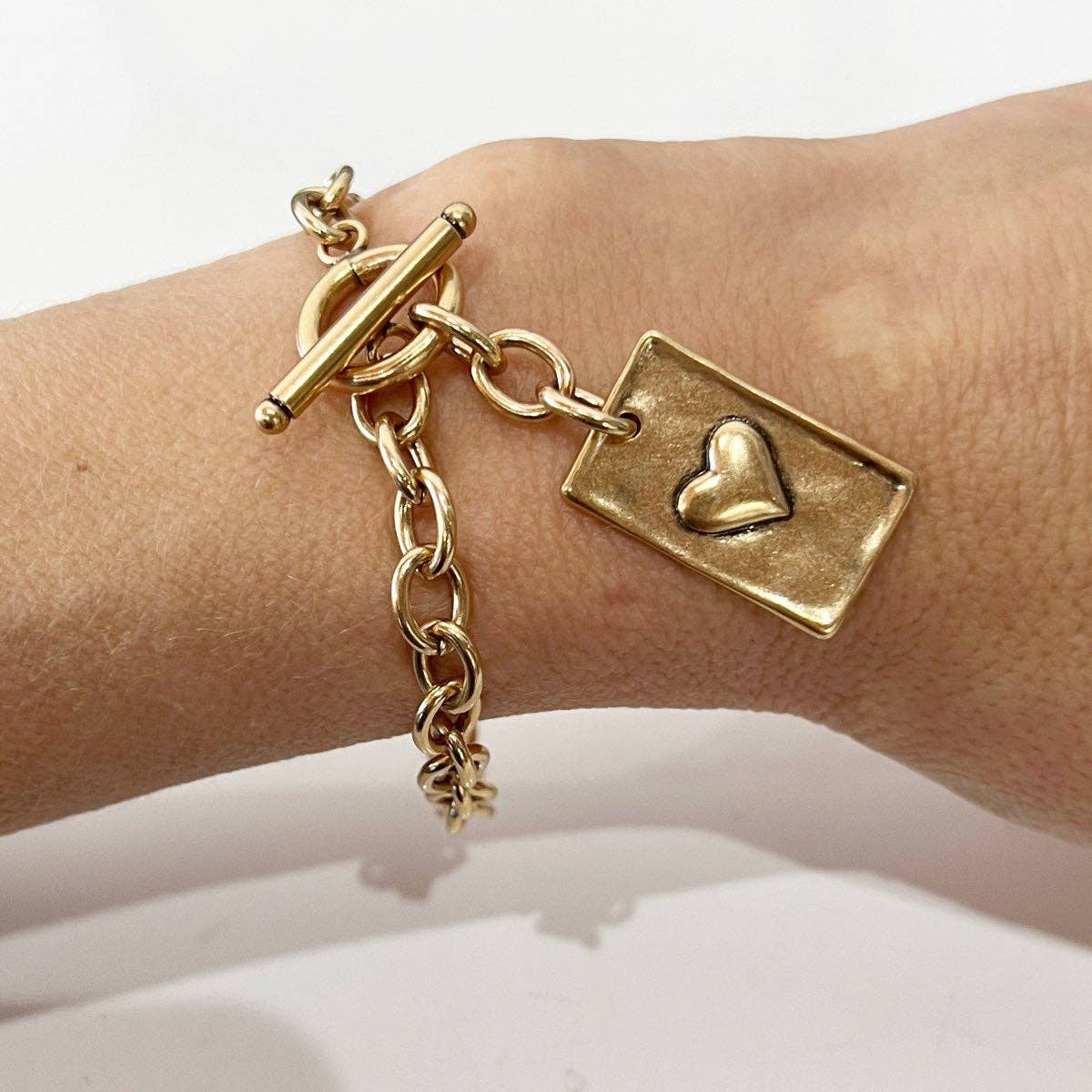 CHOOSE YOUR MESSAGE | SQUARE | Chain Bracelet: UNFUCKWITHABLE / GOLD / XS (7")