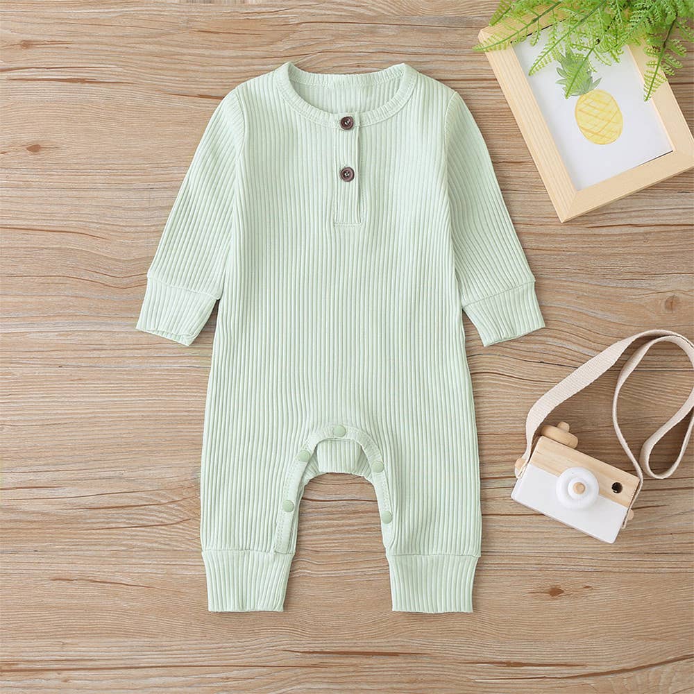 Baby Boy / Girl Cotton Knitted Style  Cardigan Jumpsuit: 6-9 Months / Green