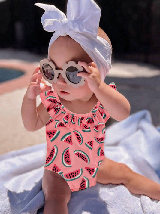 Watermelon / Isla Swimsuit / UPF 50+: 3-6M