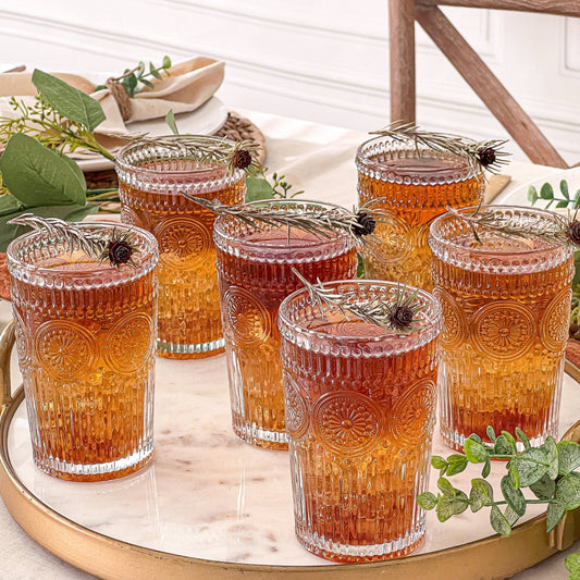 13 oz. Vintage Textured Clear Drinking Glasses