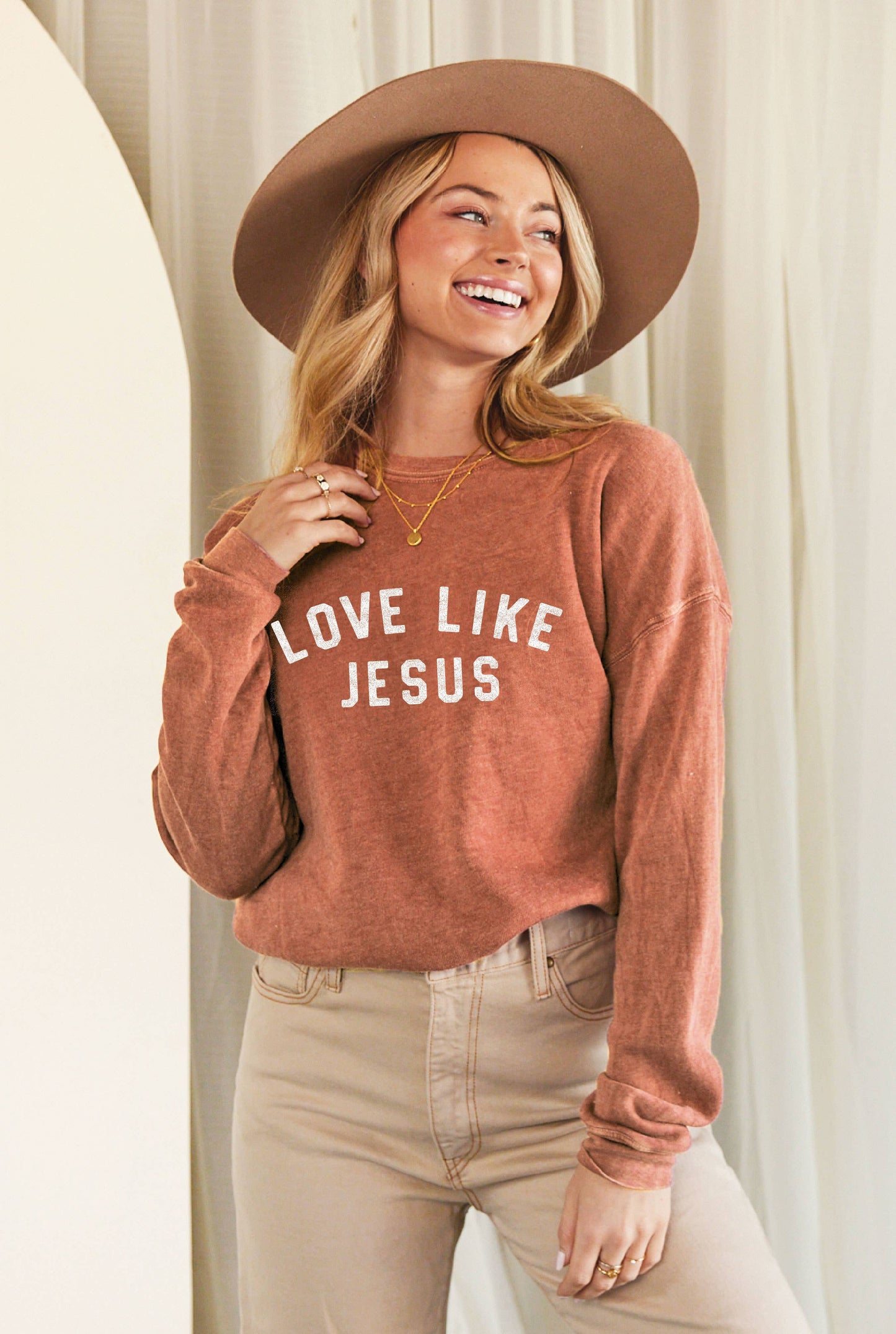 LOVE LIKE JESUS Mineral Graphic Sweatshirt: S / DUSTY FOREST