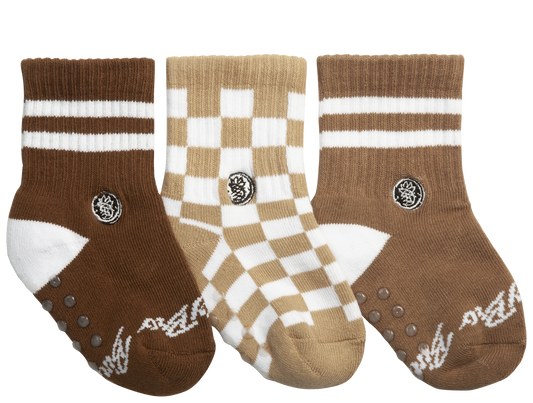 3-Pack Brownie Checks socks: Newborn (0 months - 4 months)