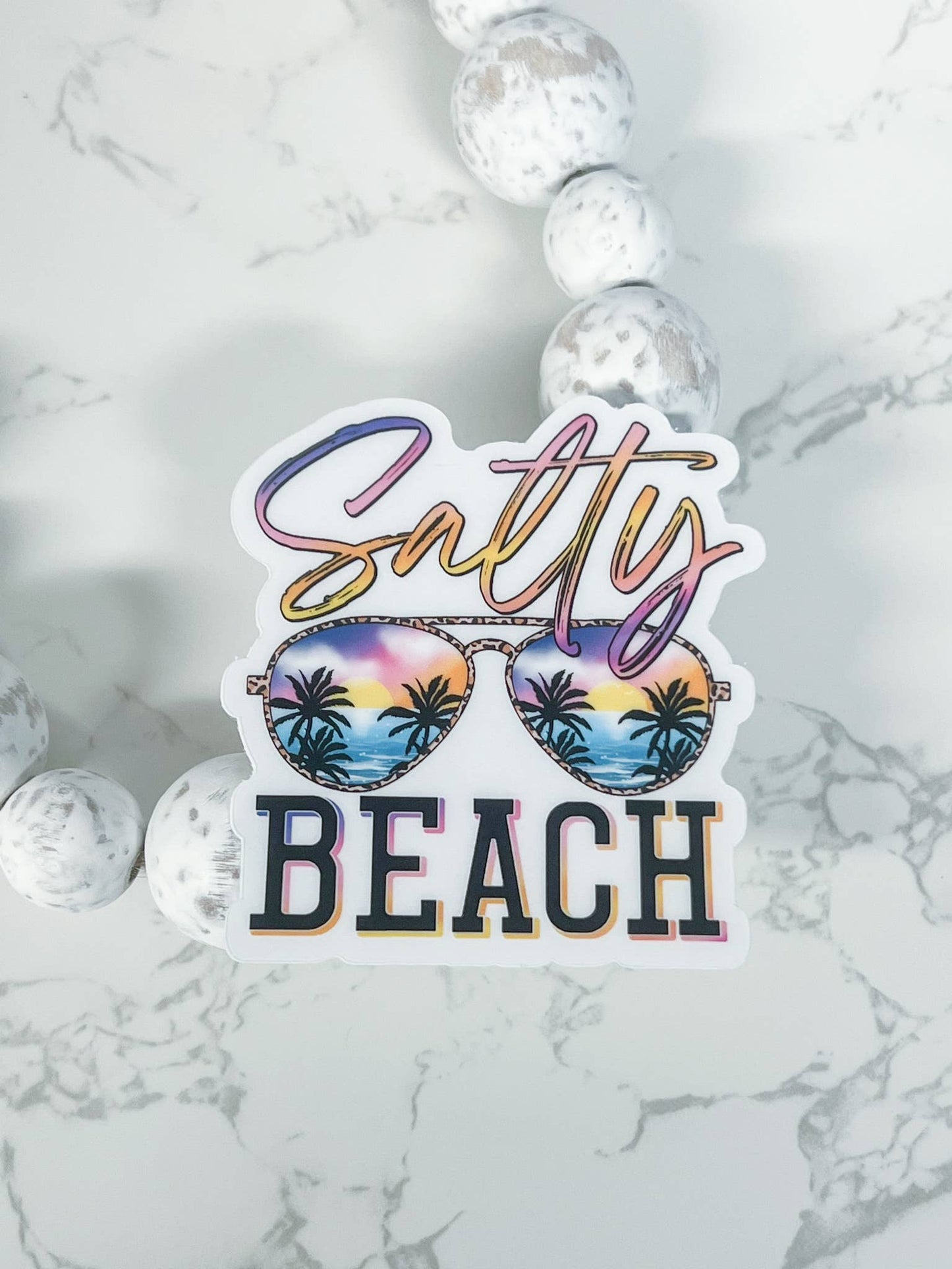 Salty Beach Clear Sticker, 3x3