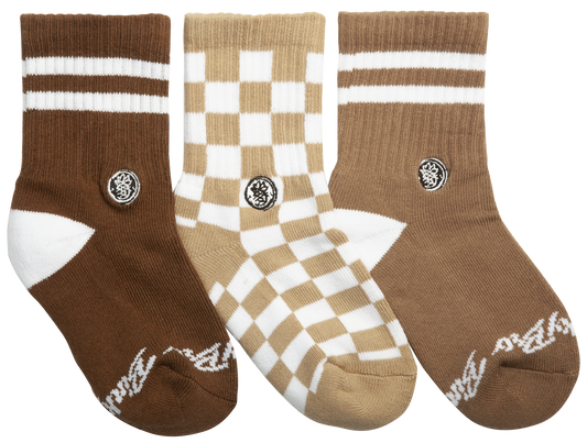 3-Pack Brownie Checks socks: Toddler (1 year - 3 years)