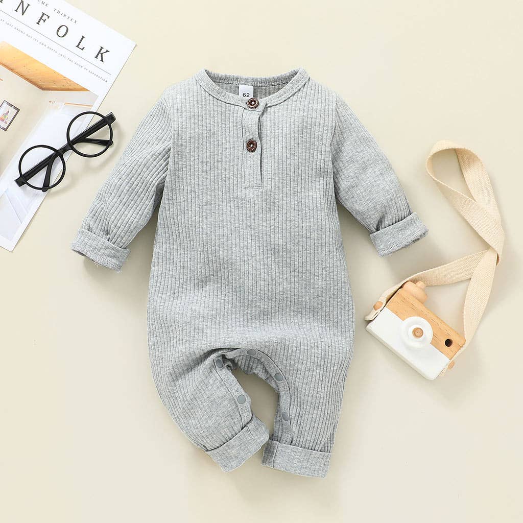 Baby Boy / Girl Cotton Knitted Style  Cardigan Jumpsuit: 0-3 Months / Ginger