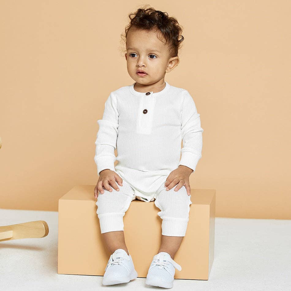 Baby Boy / Girl Cotton Knitted Style  Cardigan Jumpsuit: 9-12 Months / Ginger