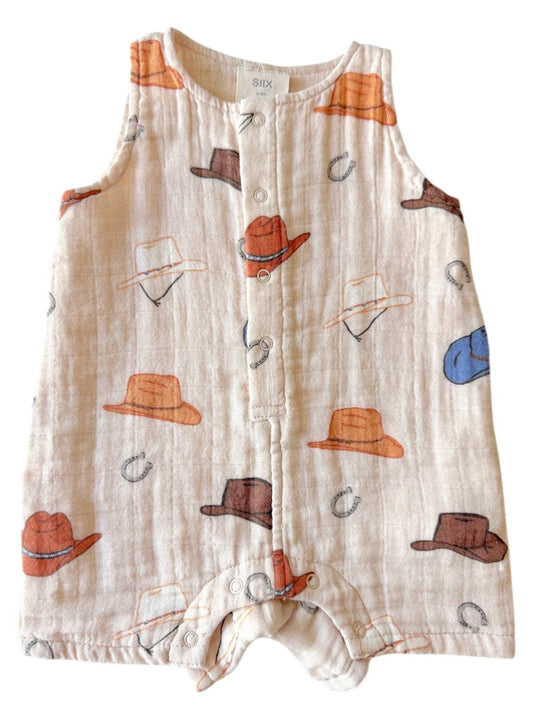 Western / Muslin Shortie Romper: 18-24M