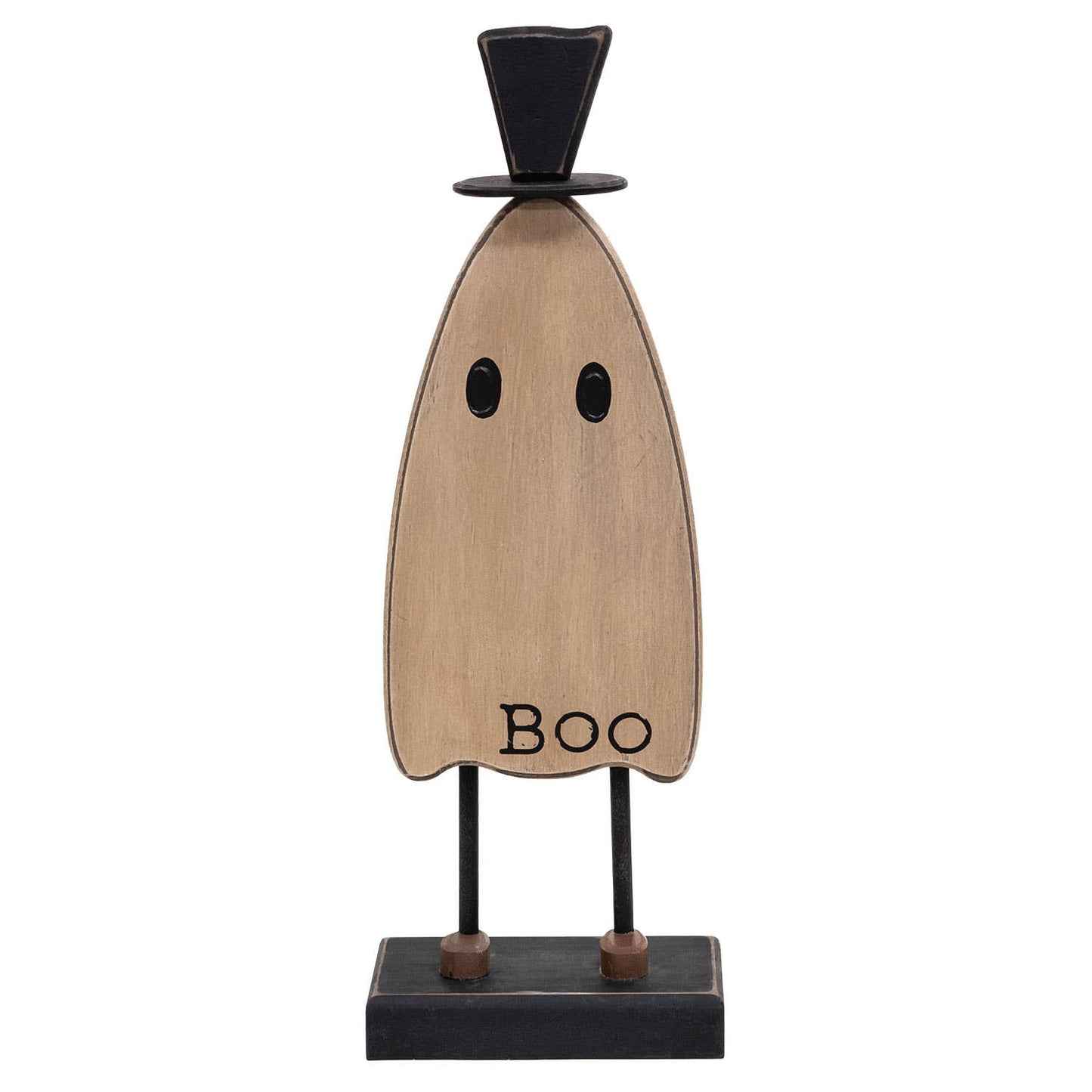 Wooden Top Hat Boo Ghost on Base