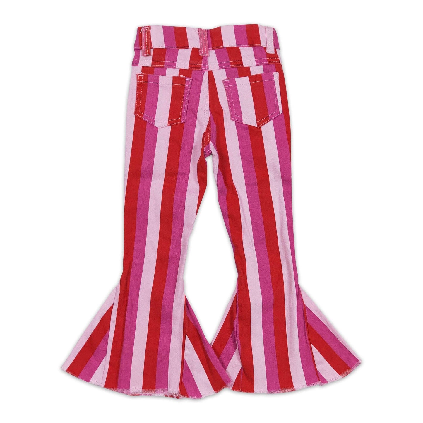 Red pink stripe denim pants girls Valentine's jeans: 3T
