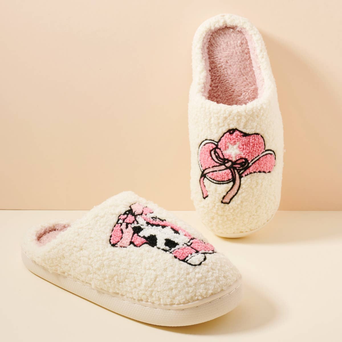 Western Boots and Hat Home Slippers: Pink / Small / 4DL98006