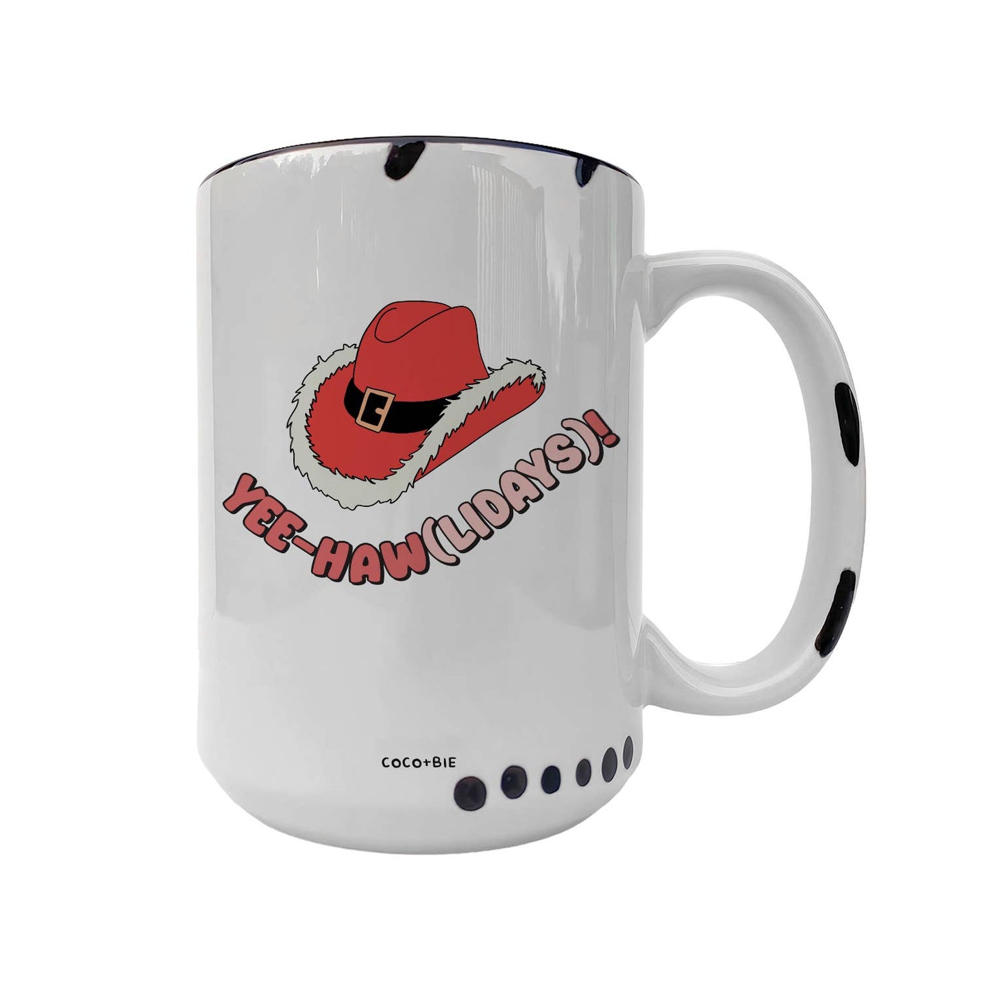 Yee-Hawlidays Christmas Coffee Mug - Cute,  Cowgirl, Western: Black Handle