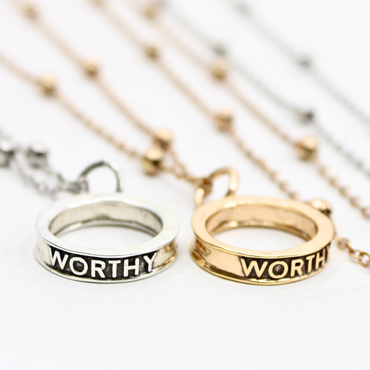 (I AM) WORTHY | RING | Dainty Necklace: Silver