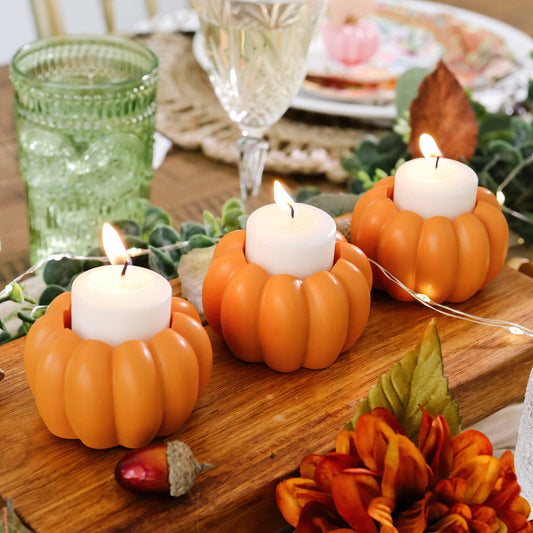 2-in-1 Pumpkin Tealight/Candlestick Holder (Set of 6) - Orange