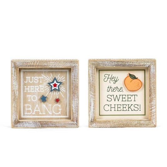 45159 - 5x5 rvs wood frame sign (CHEEKS/BANG)   Americana
