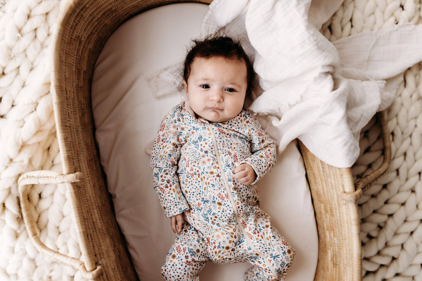 PNW Baby Footed Zip Romper- Mountain Meadow: 3-6m