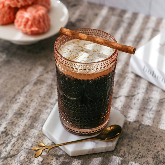 13 oz. Hobnail Beaded Floral Rose Gold Drinking Glasses