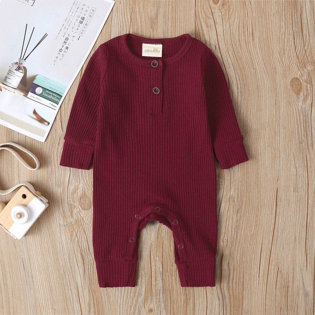 Baby Boy / Girl Cotton Knitted Style  Cardigan Jumpsuit: 0-3 Months / Ginger