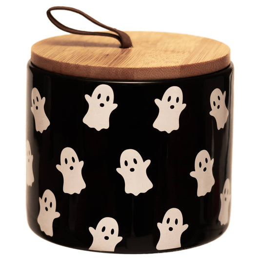 4" Round Ghost Ceramic Canister Fall Halloween