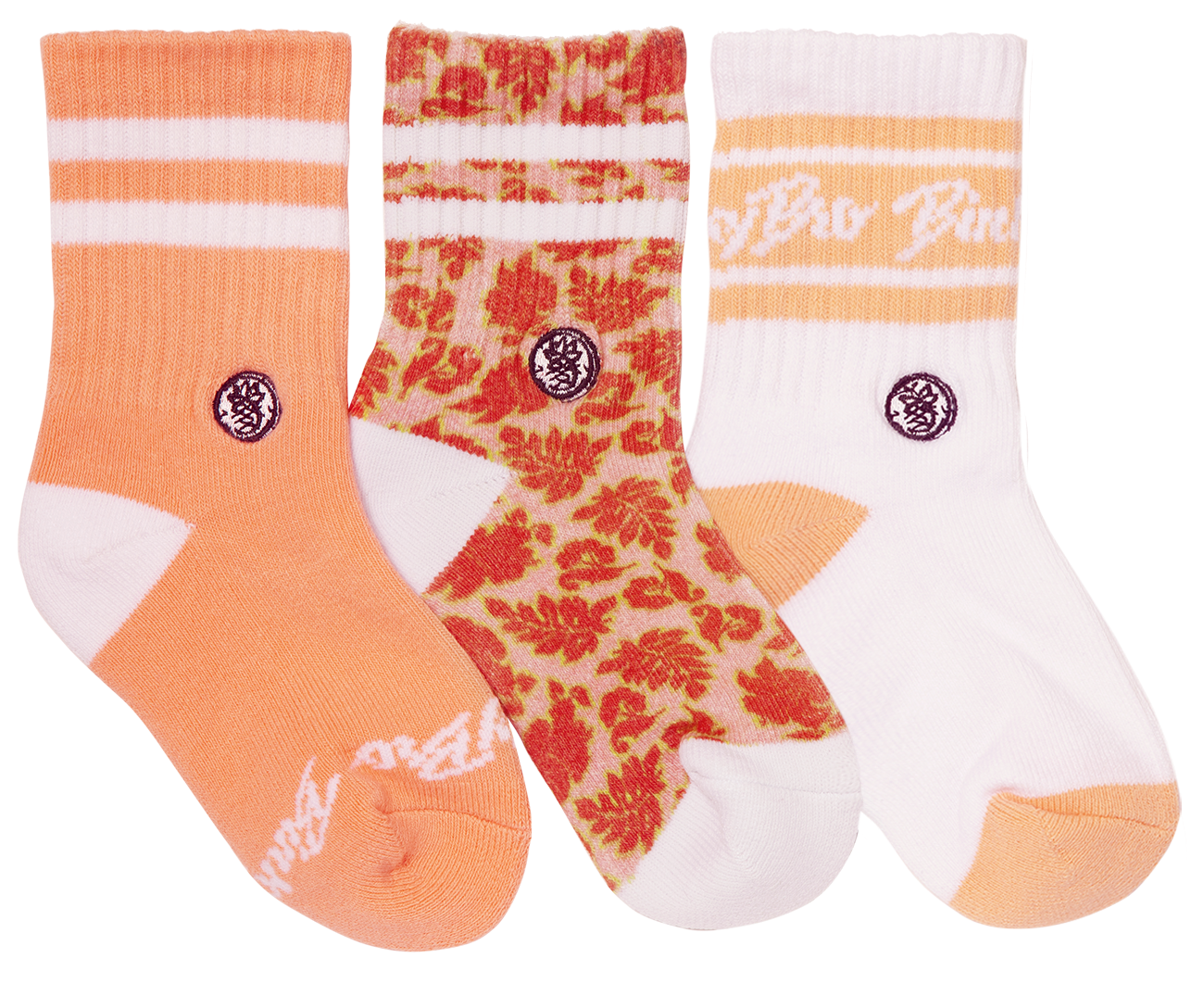 3-Pack Peach Leaves socks: Youth (3 years - 6 years)