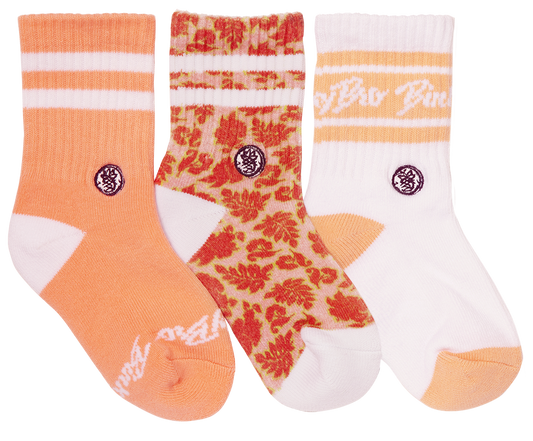 3-Pack Peach Leaves socks: Youth (3 years - 6 years)