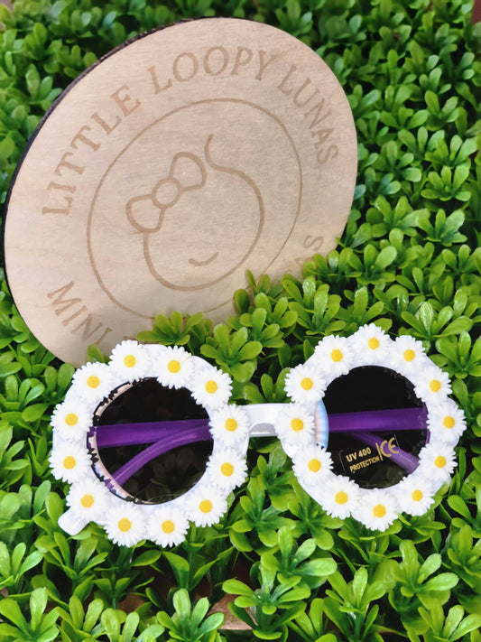 Round White Daisy Girls Sunglasses