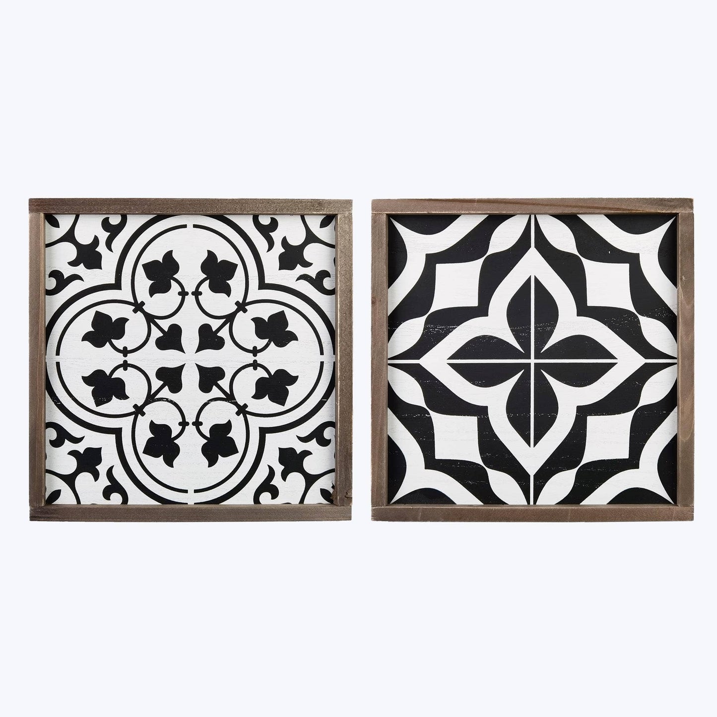 Wood Wall/Tabletop Black and White Art, 2 Ast