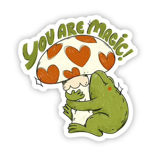 "You are magic" mushroom and frog sticker