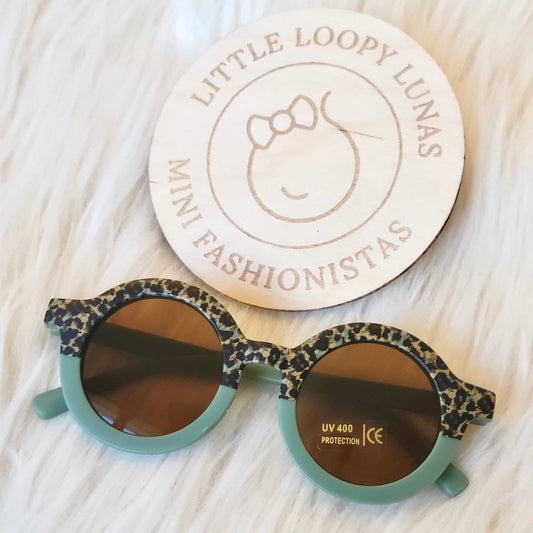 Leopard Print Round Girls Sunglasses