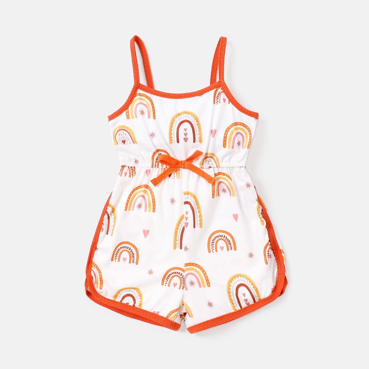 Toddler Girl Rainbow Print Bowknot Design Slip Rompers