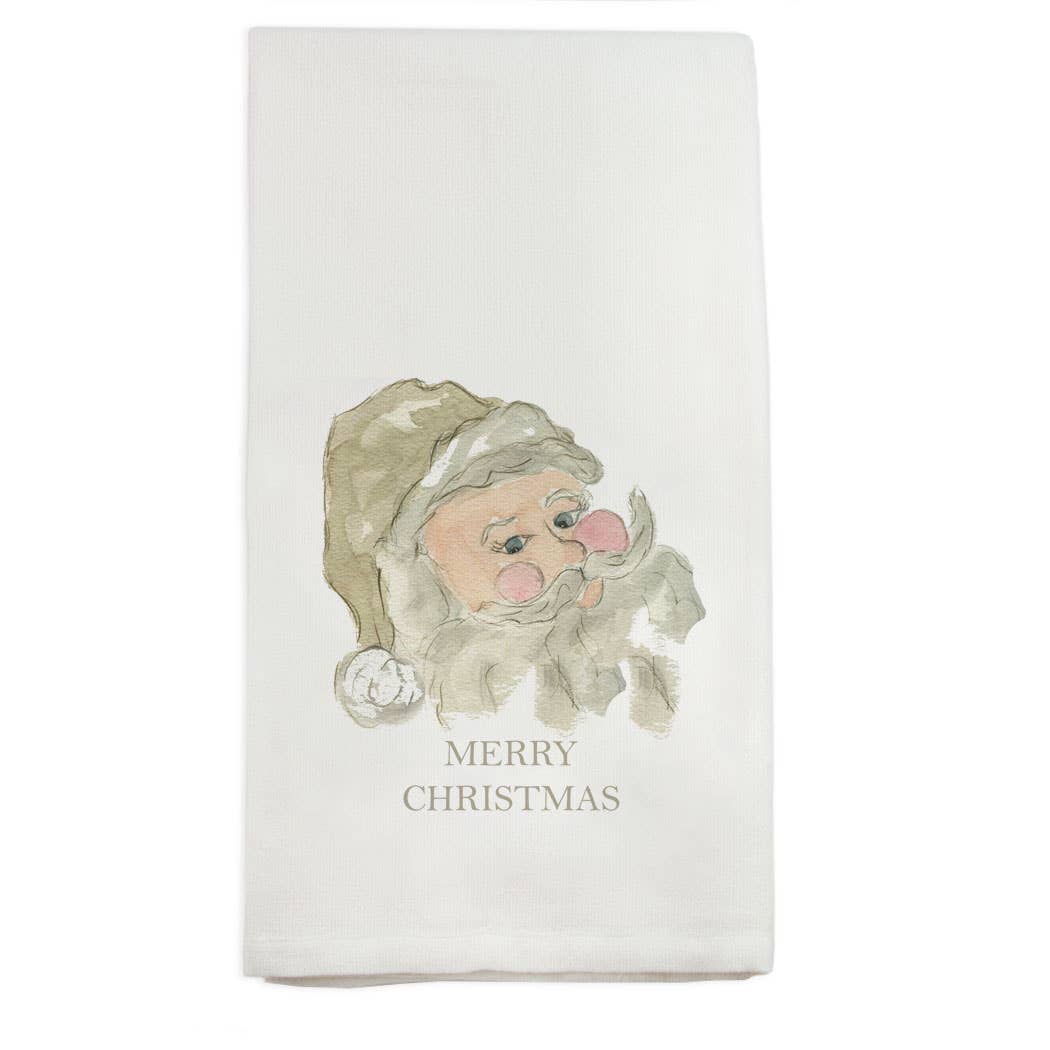 Neutral Santa Merry Christmas Dish Towel