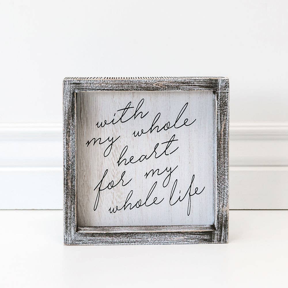 19222 - 7x7x1.5 frmd sign (WHL HRT) wh/bk