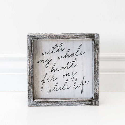 19222 - 7x7x1.5 frmd sign (WHL HRT) wh/bk