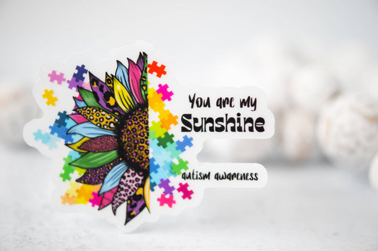 You Are My Sunshine, Autism Awarenes Vinyl Sticker, 3x3 in.