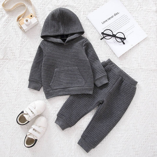 2pcs Baby BoyGirl   Thickened   and Trousers Set: 3 Years / Grey