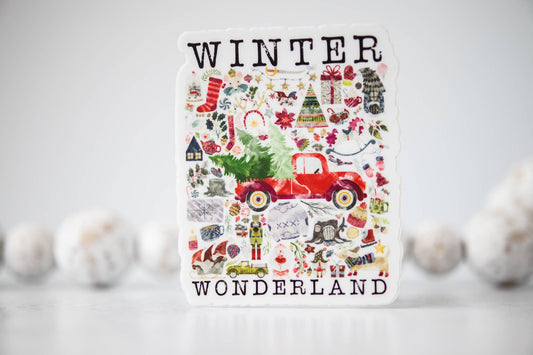 Winter Wonderland Christmas, Vinyl Sticker, 3x3 in.
