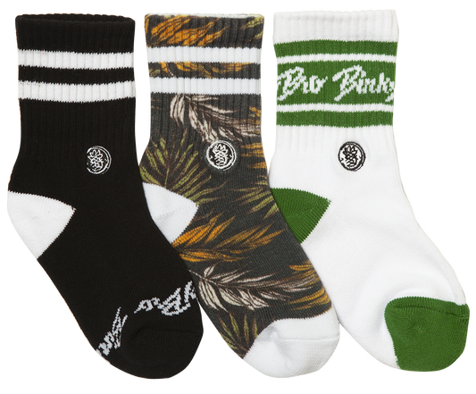 3-Pack Charcoal Palms socks: Youth (3 years - 6 years)